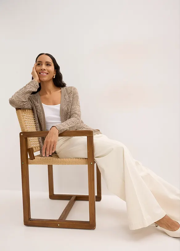 Cardigan med hullm&oslash;nster, bonprix