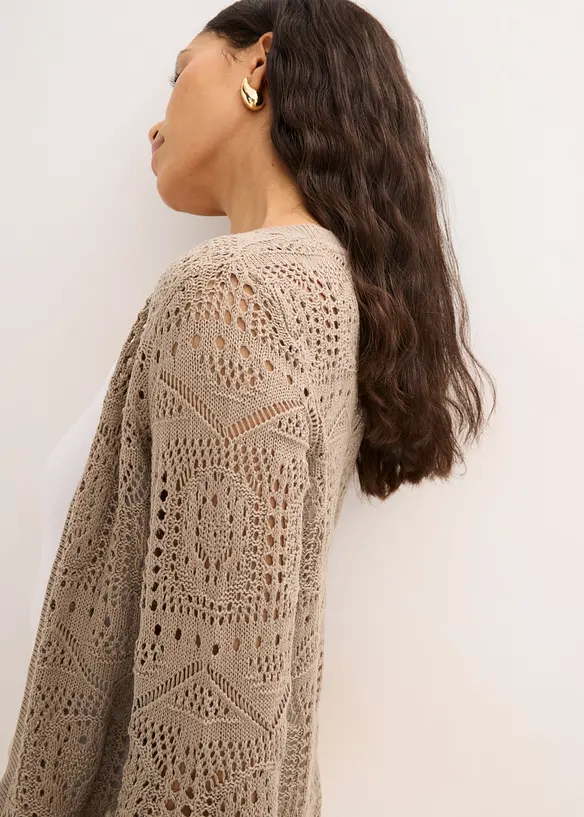 Cardigan med hullm&oslash;nster, bonprix