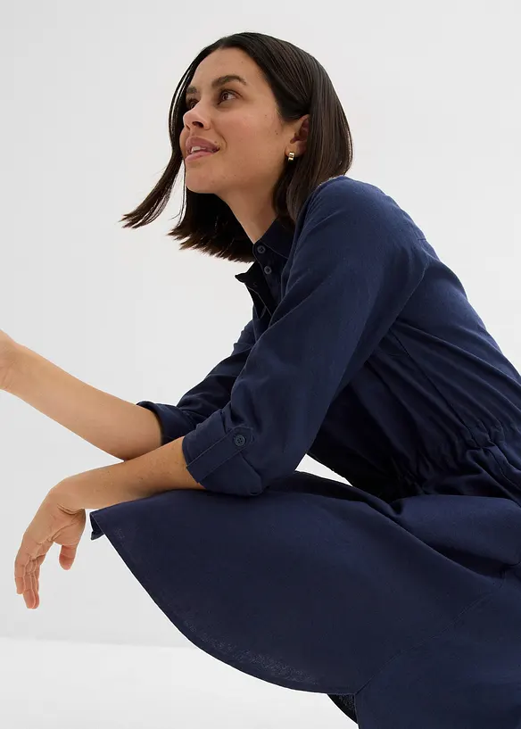 Skjortekjole av lin-/bomullsmiks, bonprix