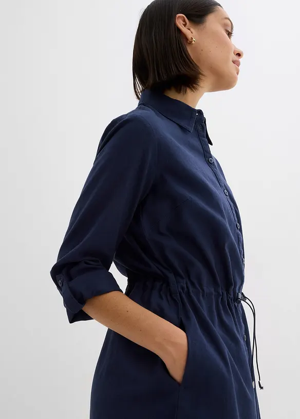 Skjortekjole av lin-/bomullsmiks, bonprix