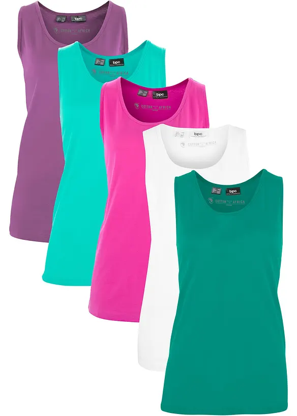 Lang topp i 100% bomull (5-pack), bonprix