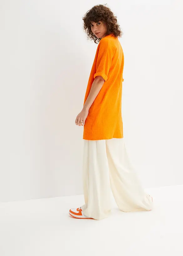 Oversized, lang skjorte i myk bomullsmusselin, bonprix