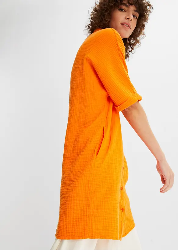 Oversized, lang skjorte i myk bomullsmusselin, bonprix