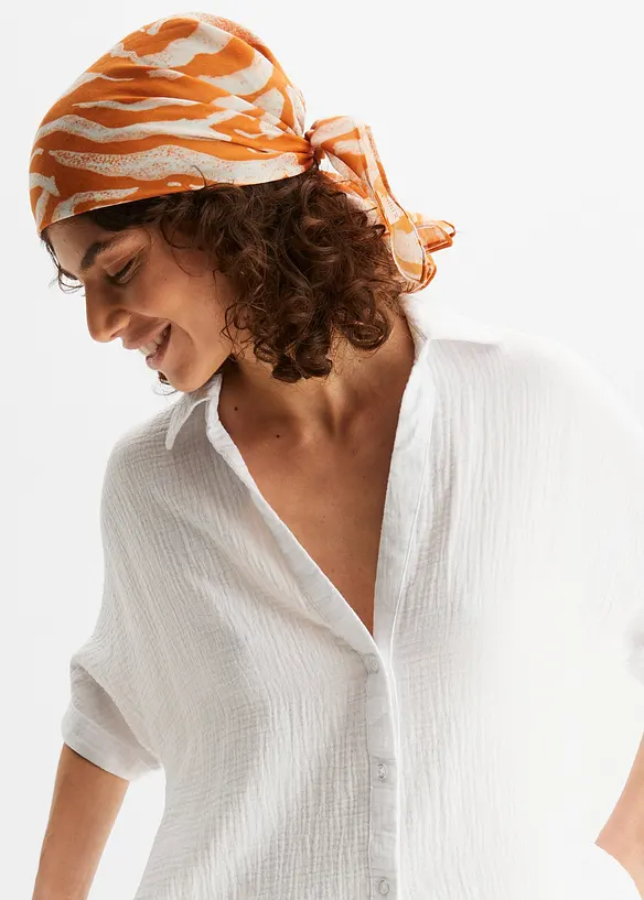 Oversized, lang skjorte i myk bomullsmusselin, bonprix