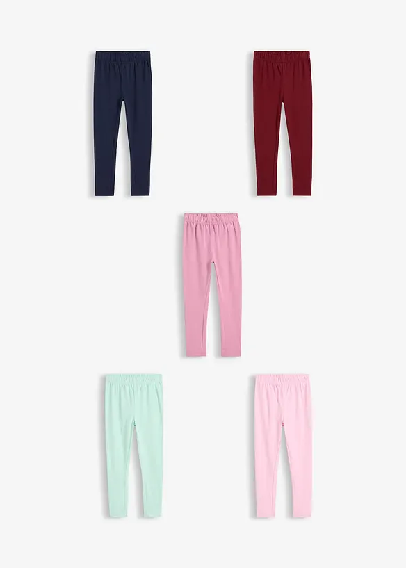 Leggings i &oslash;kologisk bomull med elastan (5-pack), bonprix