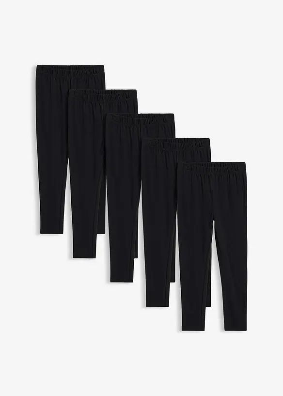 Leggings i &oslash;kologisk bomull med elastan (5-pack), bonprix