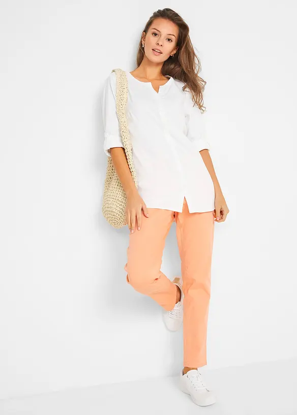 Bluse med lin og 3/4-lange ermer, bonprix