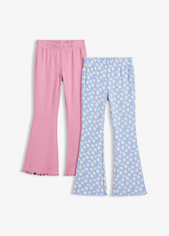 Ribbet, utsvingt leggings (2-pack), bonprix