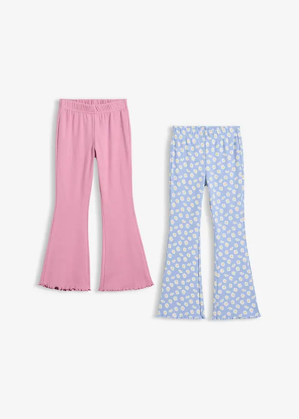 Ribbet, utsvingt leggings (2-pack), bonprix