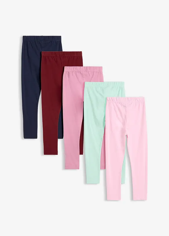 Leggings i &oslash;kologisk bomull med elastan (5-pack), bonprix