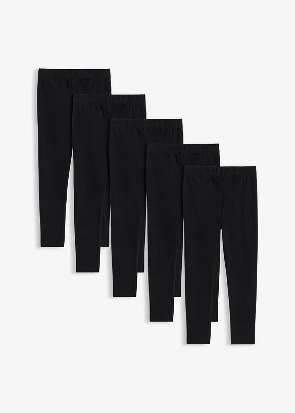 Leggings i &oslash;kologisk bomull med elastan (5-pack), bonprix