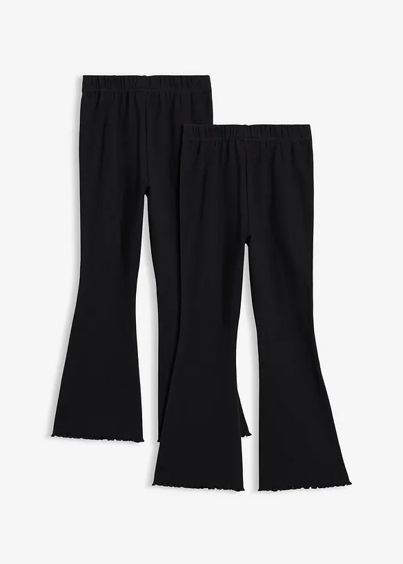 Ribbet, utsvingt leggings (2-pack), bonprix