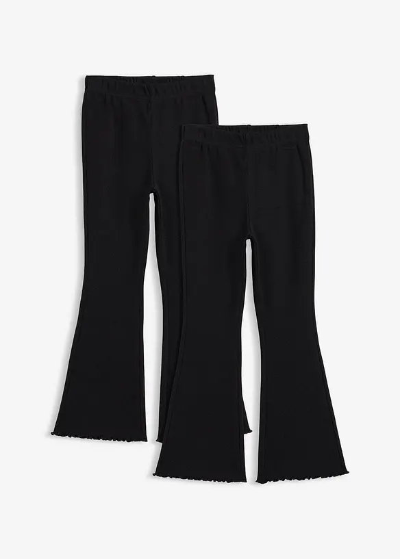 Ribbet, utsvingt leggings (2-pack), bonprix