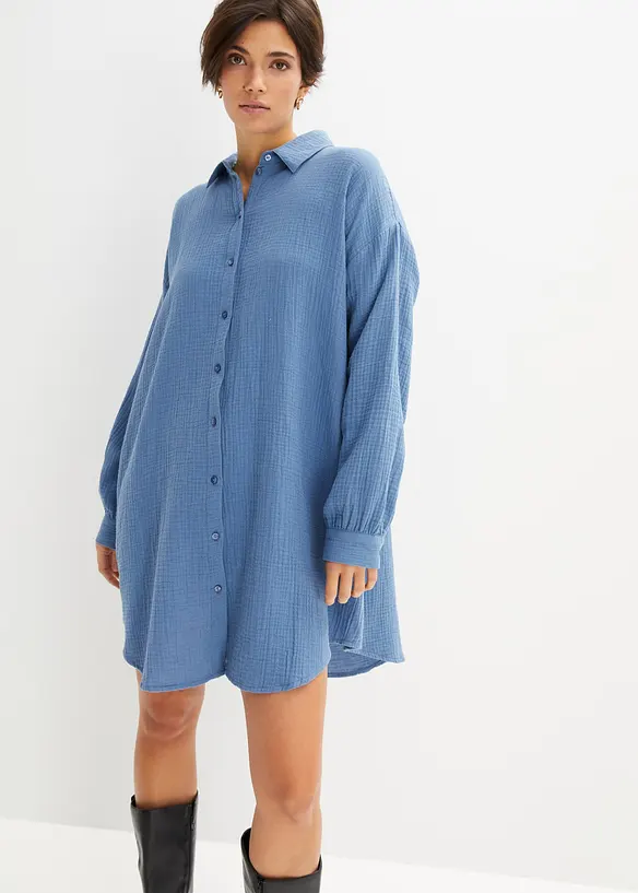 Lang, oversized musselinbluse, bonprix