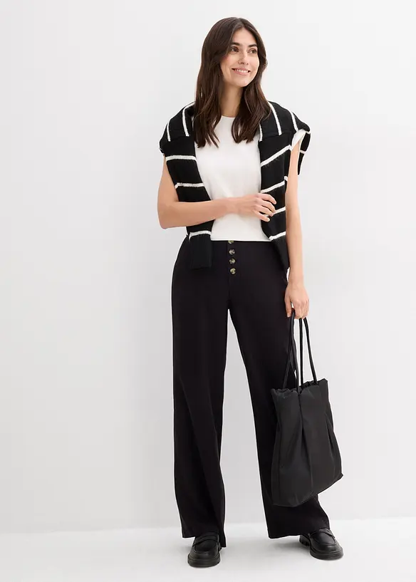 Bukse med lin og vide ben, bonprix