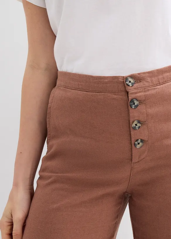 Bukse med lin og vide ben, bonprix