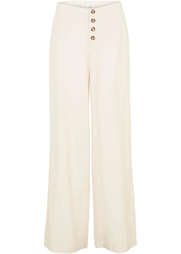 Bukse med lin og vide ben, bonprix