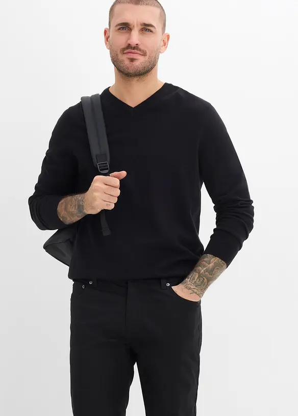 Regular fit-bukse med stretch og elastisk linning, Tapered, bonprix