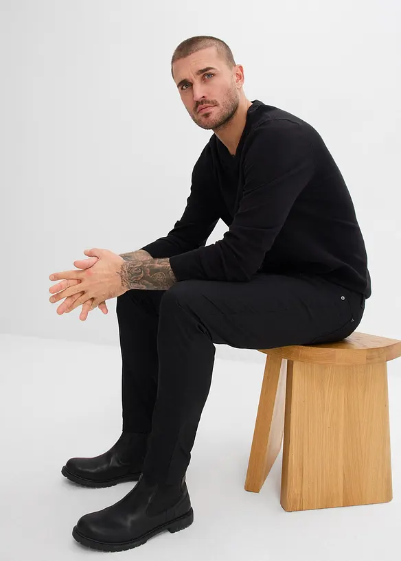 Regular fit-bukse med stretch og elastisk linning, Tapered, bonprix