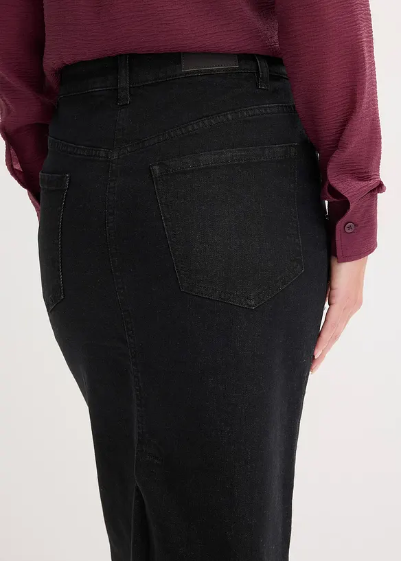 Denimskj&oslash;rt med strass, bonprix