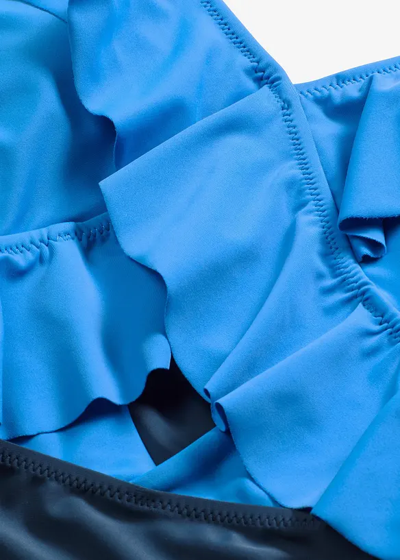 Badedrakt med cut out og volanger, bonprix