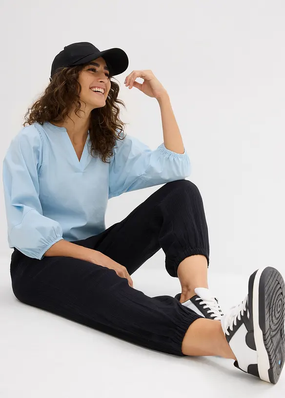 Musselin-bukse med smock-linning, bonprix