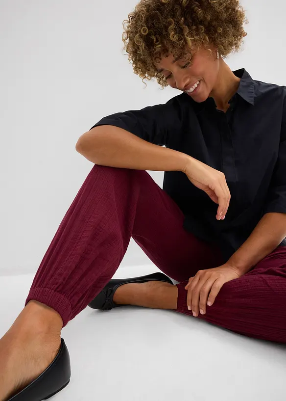 Musselin-bukse med smock-linning, bonprix