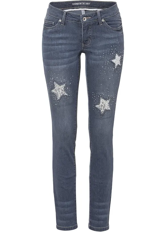 Skinny-jeans Low Waist med stjernedesign, bonprix