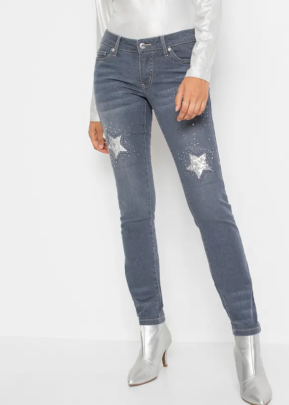 Skinny-jeans Low Waist med stjernedesign, bonprix