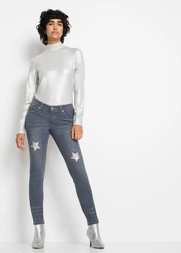 Skinny-jeans Low Waist med stjernedesign, bonprix