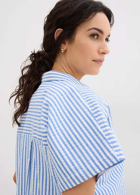 Kortermet bluse i kreppmateriale, bonprix