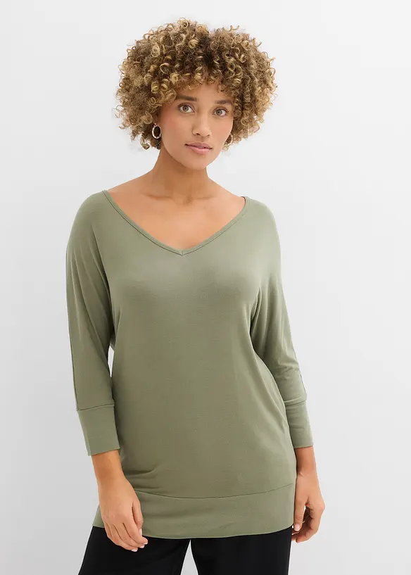 Oversized topp i lett viskose, bonprix