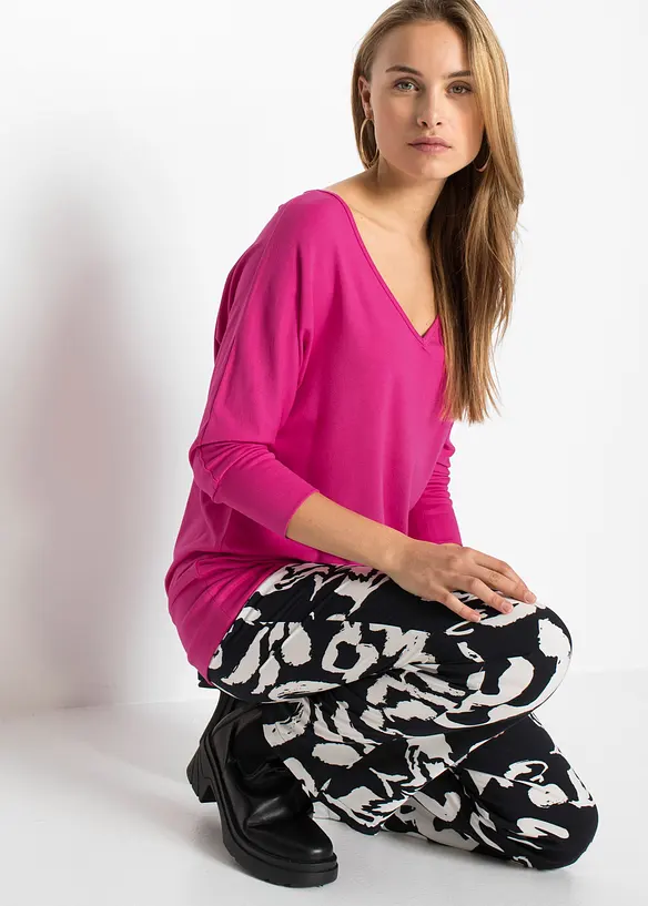 Oversized topp i lett viskose, bonprix