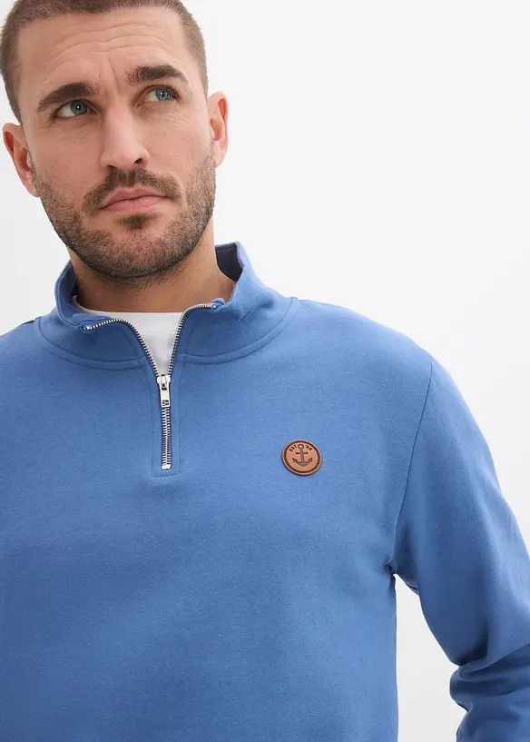 Sweatshirt i 100% &oslash;kologisk bomull, med glidel&aring;s, bonprix