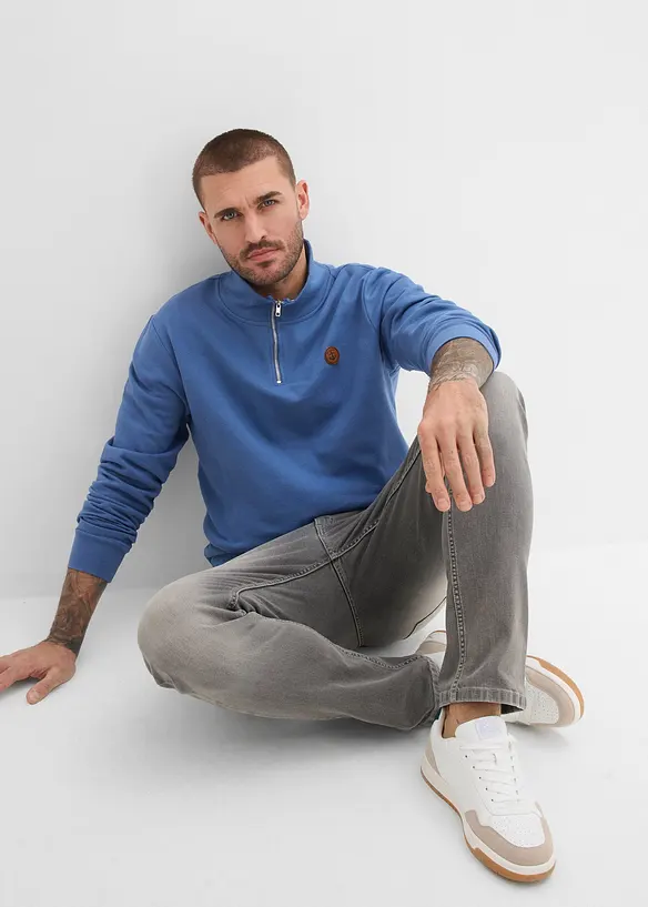 Sweatshirt i 100% &oslash;kologisk bomull, med glidel&aring;s, bonprix