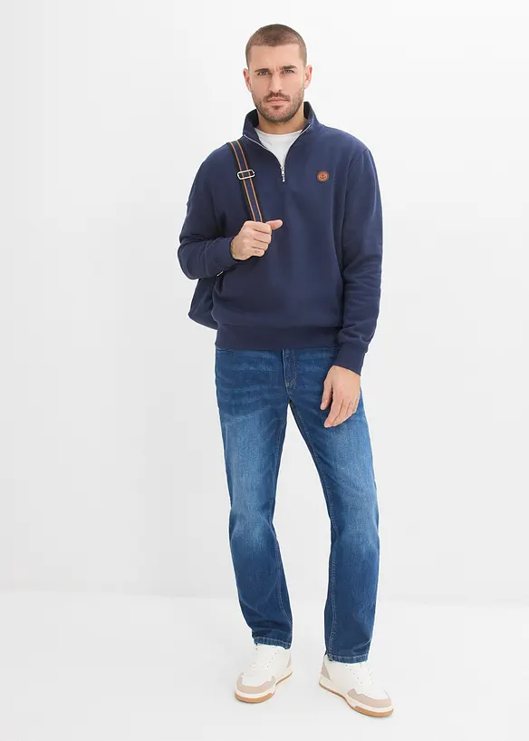 Sweatshirt i 100% &oslash;kologisk bomull, med glidel&aring;s, bonprix