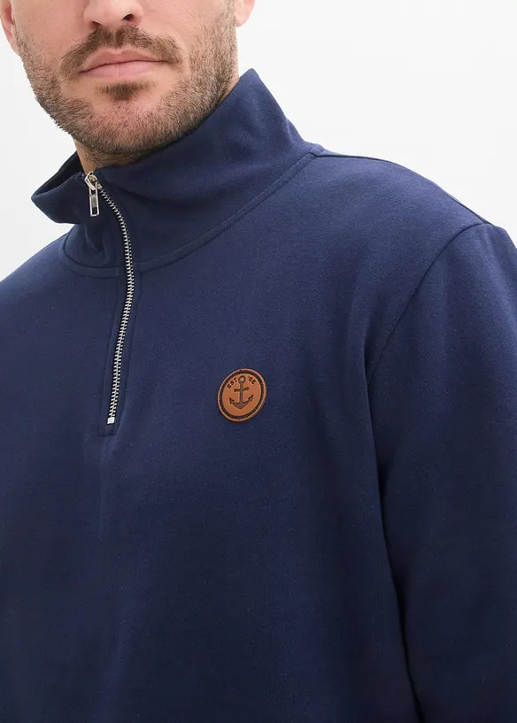 Sweatshirt i 100% &oslash;kologisk bomull, med glidel&aring;s, bonprix