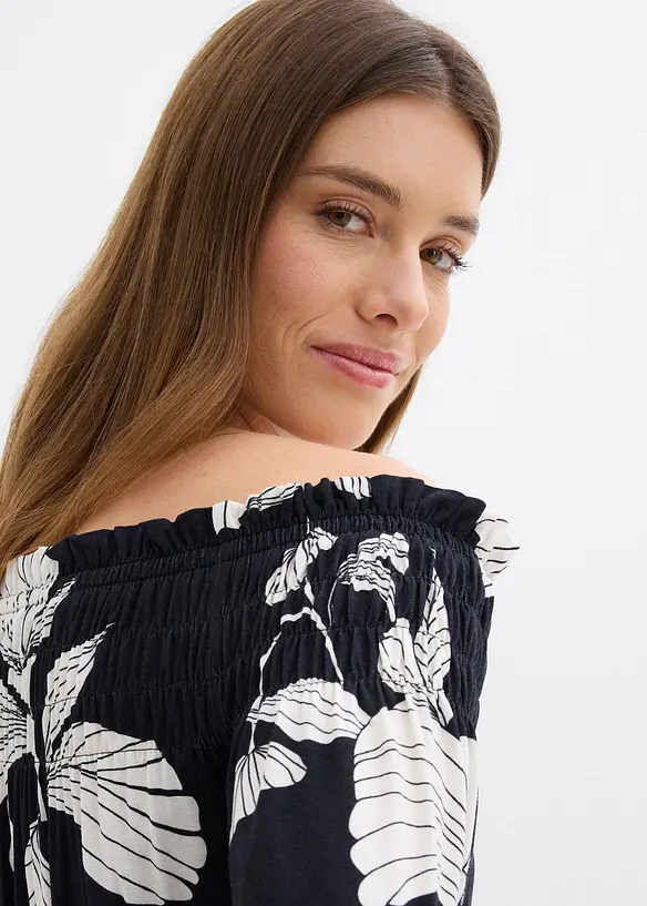 Off shoulder-kjole i myk viskosemiks, bonprix
