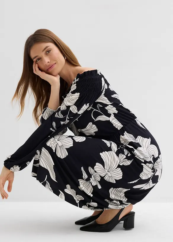Off shoulder-kjole i myk viskosemiks, bonprix