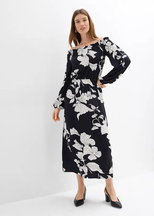 Off shoulder-kjole i myk viskosemiks, bonprix