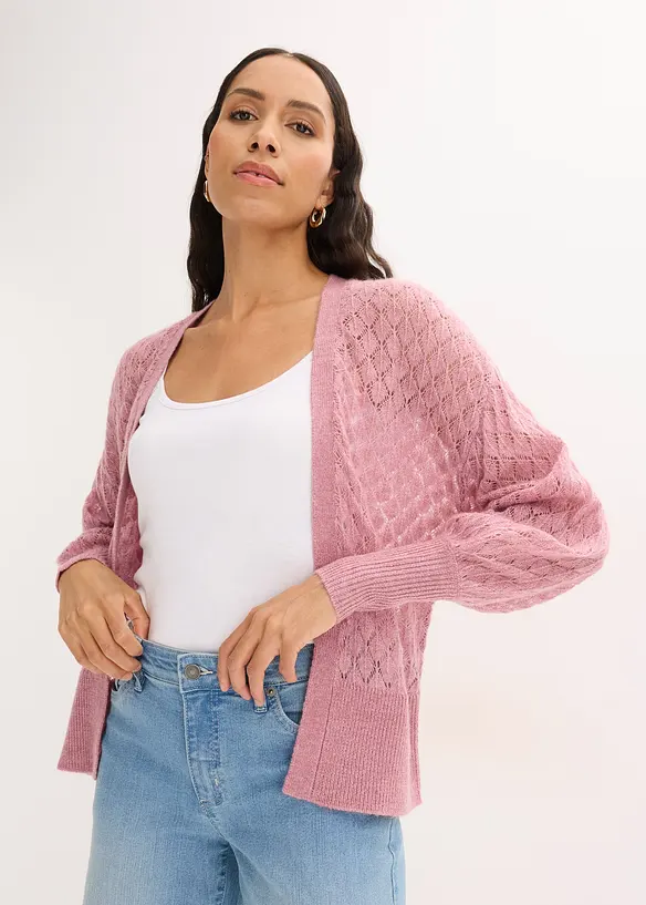 Cardigan med hullm&oslash;nster, bonprix