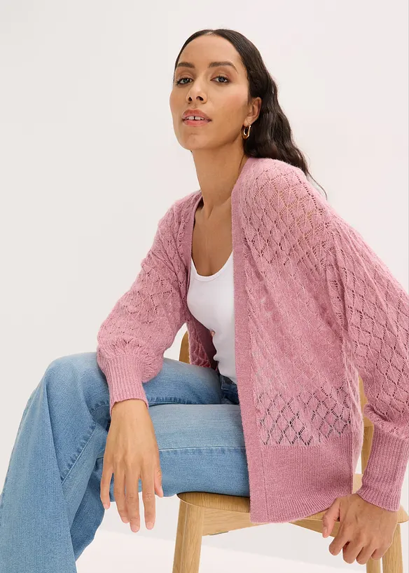 Cardigan med hullm&oslash;nster, bonprix