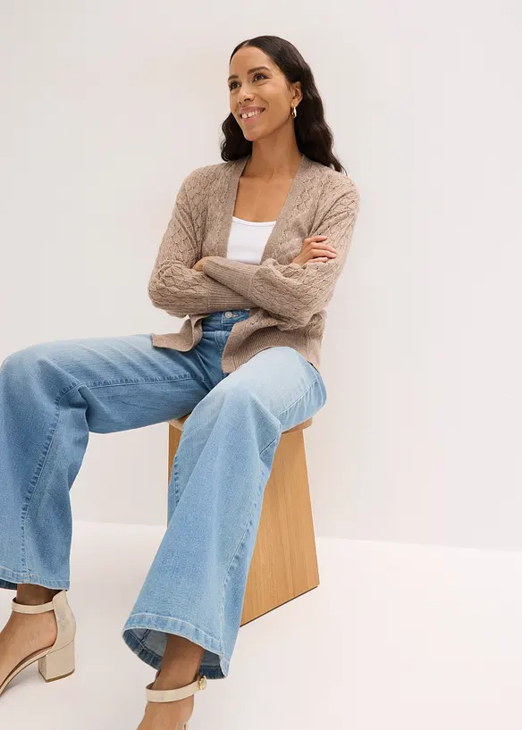 Cardigan med hullm&oslash;nster, bonprix