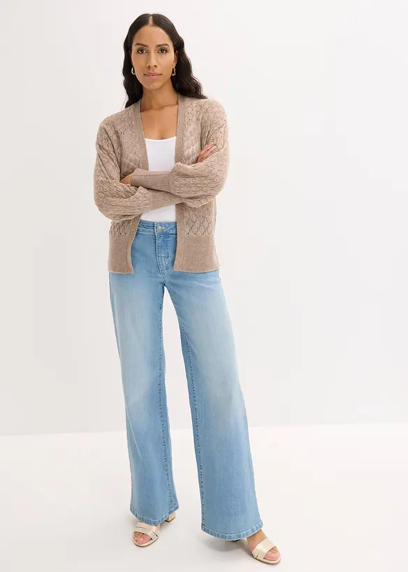 Cardigan med hullm&oslash;nster, bonprix