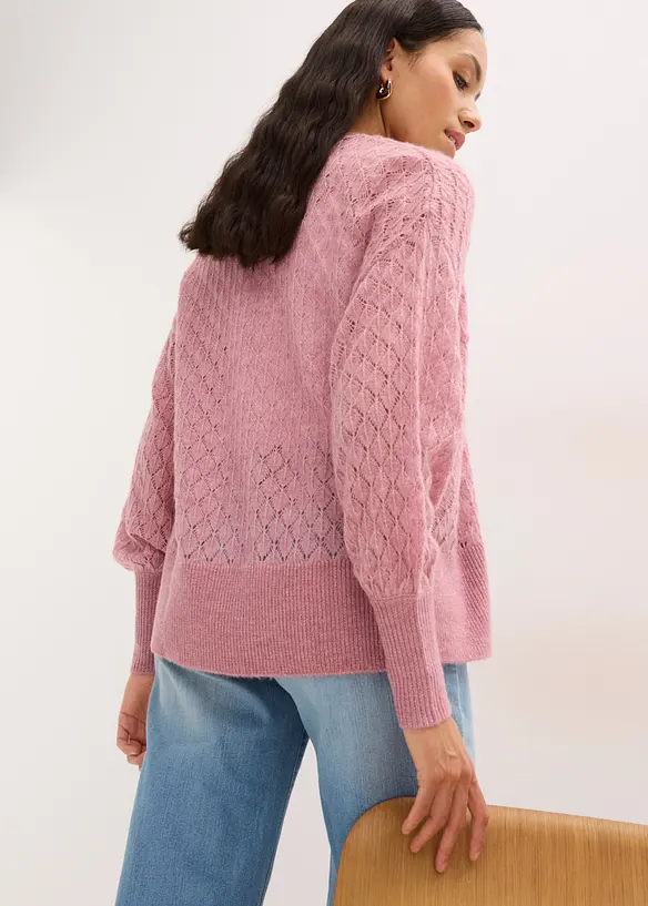 Cardigan med hullm&oslash;nster, bonprix
