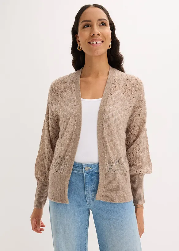 Cardigan med hullm&oslash;nster, bonprix