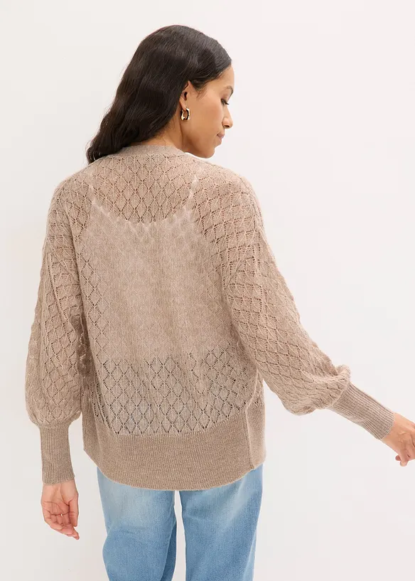 Cardigan med hullm&oslash;nster, bonprix
