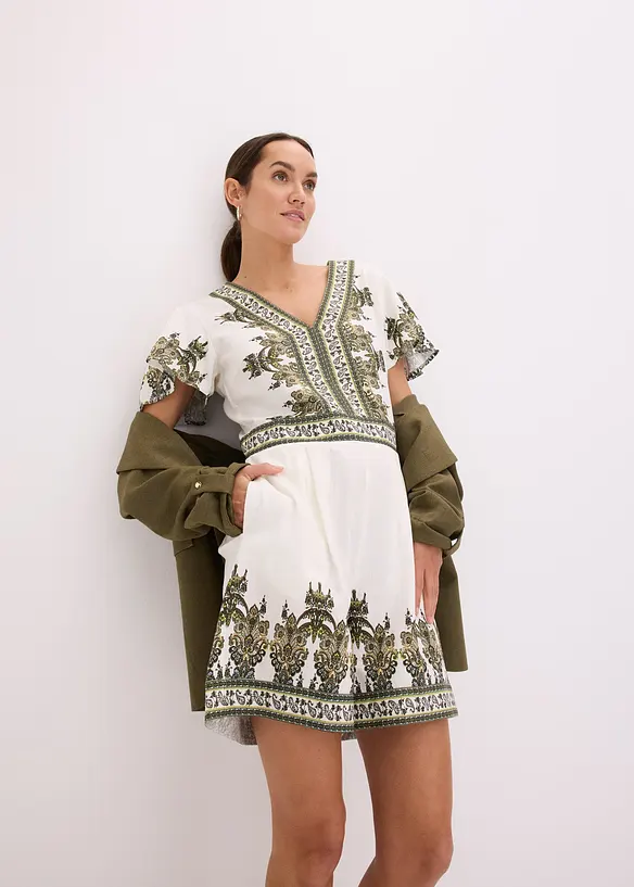 Jumpsuit med lin, bonprix