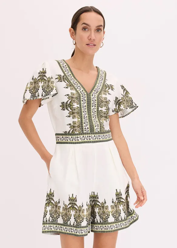 Jumpsuit med lin, bonprix