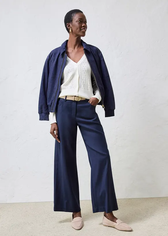 Cardigan med silke og hullm&oslash;nster, bonprix